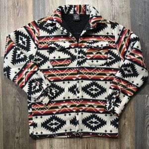 Southwestern Aztec Mens Jacket Small Button Down Sherpa Shacket Tribal Native